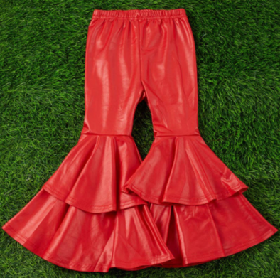 Faux Leather Bell Bottoms *RED