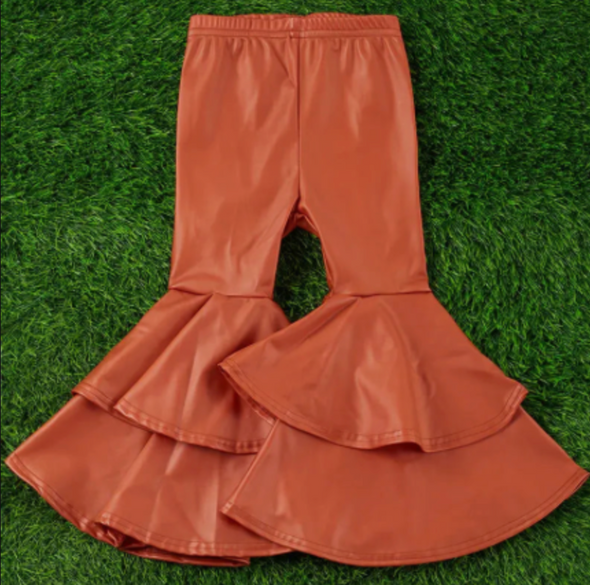 Faux Leather Bell Bottoms *RUST